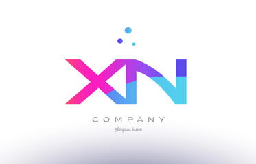 xn x n  creative pink blue modern alphabet letter logo icon template