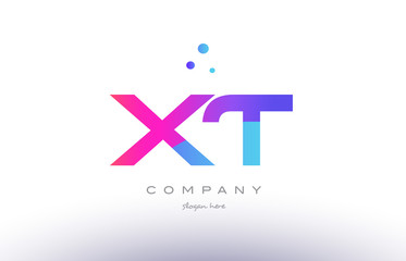 xt x t  creative pink blue modern alphabet letter logo icon template