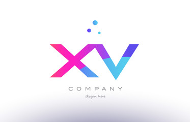 xv x v  creative pink blue modern alphabet letter logo icon template