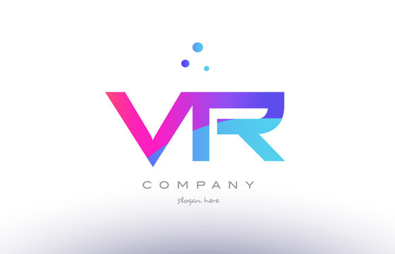 vr v r  creative pink blue modern alphabet letter logo icon template