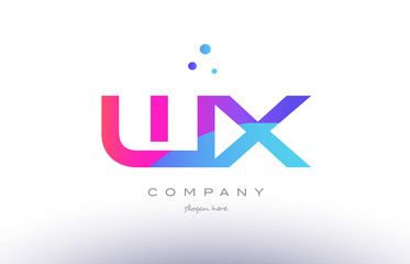 wx w x  creative pink blue modern alphabet letter logo icon template
