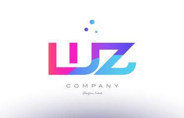 wz w z  creative pink blue modern alphabet letter logo icon template