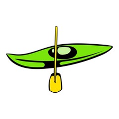 Canoe with paddle icon, icon cartoon