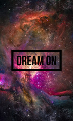 Dream on motivational quote on night starry sky background. - 142274962