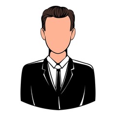 Man in black suit icon, icon cartoon