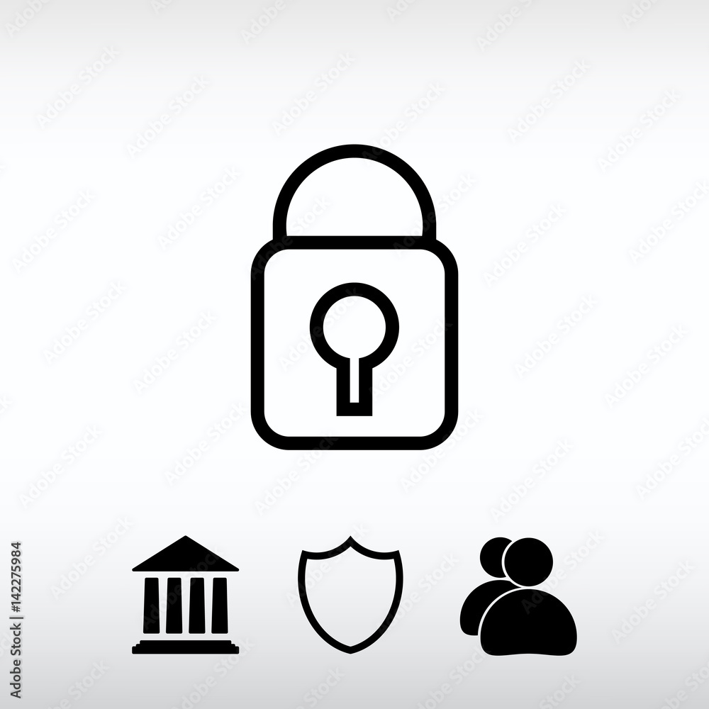 Wall mural lock  icon, vector illustration. Flat design style