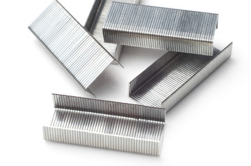 Staples for a stapler on a white background