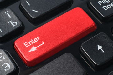 Red key Enter on the computer keyboard