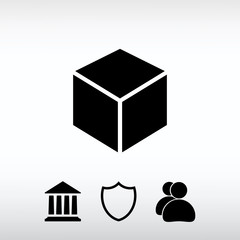 3d cube logo design icon, vector illustration. Flat design style