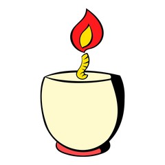 Candle in a candlestick icon, icon cartoon