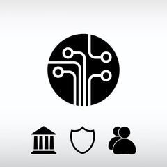 Circuit board, technology icon, vector illustration. Flat design