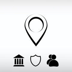 Map pointer flat icon, vector illustration. Flat design style