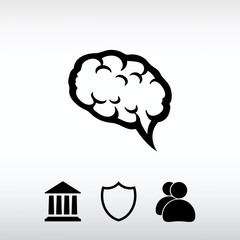 brain icon, vector illustration. Flat design style