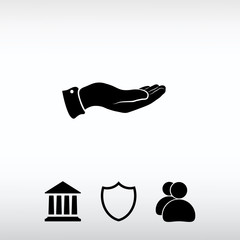 Hand icon, vector illustration. Flat design style