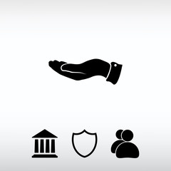 Hand icon, vector illustration. Flat design style