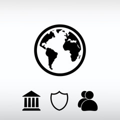globe  icon, vector illustration. Flat design style 