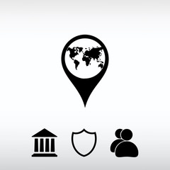 Map pointer flat icon, vector illustration. Flat design style 