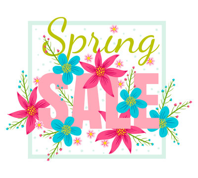 Spring sale and flowers