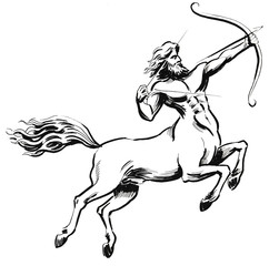 Centaur with a bow - obrazy, fototapety, plakaty