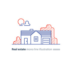 Real estate linear icon, low house property, neighborhood concept