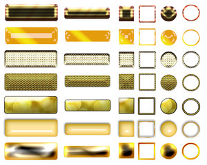 A large selection of textured yellow banners and icons design for the web