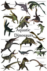 Aquatic Dinosaurs - A collection of various marine reptile dinosaurs from different prehistoric periods of Earth's history. 