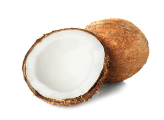 Coconuts on white background