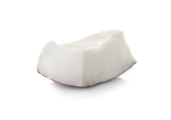 Piece of coconut on white background