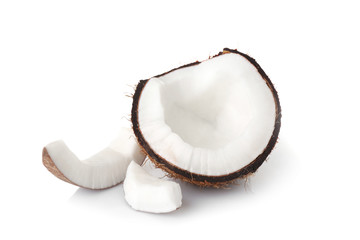 Tasty coconut on white background