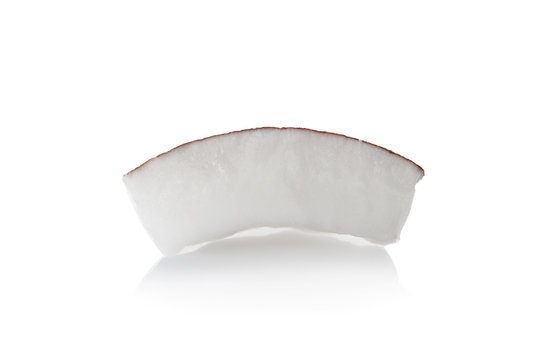 Piece of coconut on white background
