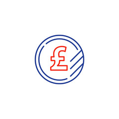 Pound coin icon, financial currency exchange