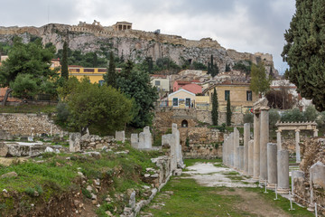 Fototapeta premium Sunset view of Roman Agora in Athens, Attica, Greece