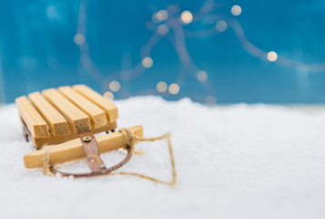 Sled Ornament with Copy Space to Right