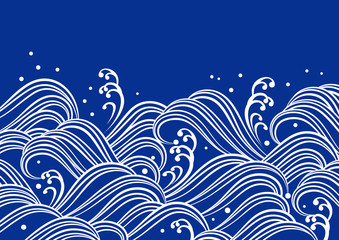 Fototapeta na wymiar 青い波　和風