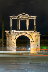 Nigh photo of Arch of Hadrian in Athens, Attica, Greece