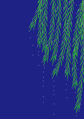 枝垂れ柳と滴　日本の背景素材 © hiro