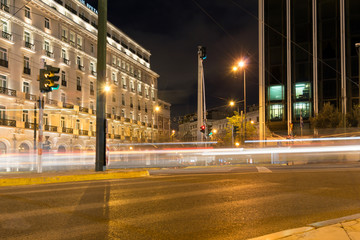 Fototapeta na wymiar Night photo of Syntagma Square in Athens, Attica, Greece