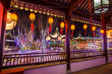 Chinese traditional buildings at night