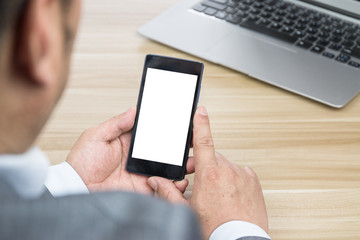 Businessmen use smartphones