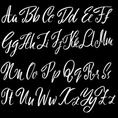 Hand drawn font. Modern brush lettering. Elegant alphabet. Vector illustration.