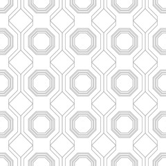 Black and white seamless geometric pattern with polygons for coloring book