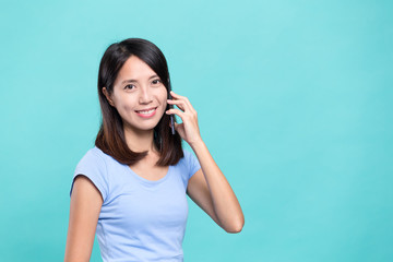 Fototapeta premium Woman talk to cellphone