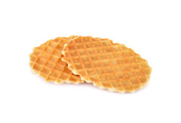 crispy waffle with butter flavour on white background
