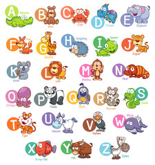 Vector illustration of Cartoon animal English alphabet © sararoom