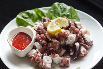 Korean cuisine Steamed octopus with red sauce