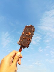 Ice cream on sky background