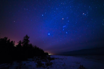 Fototapeta na wymiar Milky way over Lake Huron in Winter on the Bruce Peninsula