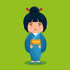 cute japanese girl character vector illustration design