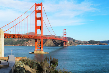 Golden Gate Bridge in San Francisco USA on a bright sunny day