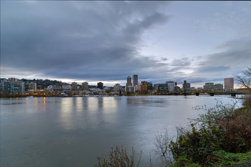 Fototapeta premium Portland City Downtown Cityscape during Evening